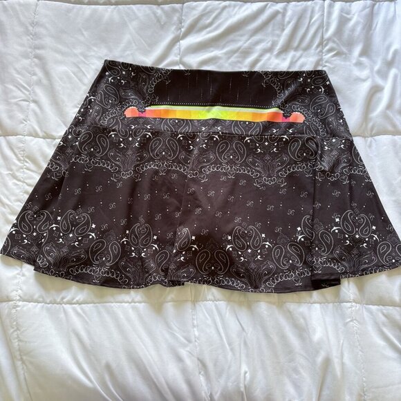 Lucky In Love Tennis Golf Skort Skirt Black Stretch Womens Size XXL Paisley - Picture 8 of 8